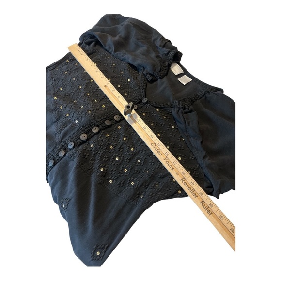 Soft Surroundings Embroidered Black Button Down Maxi Dress Size Large Whimsygoth - Picture 5 of 5